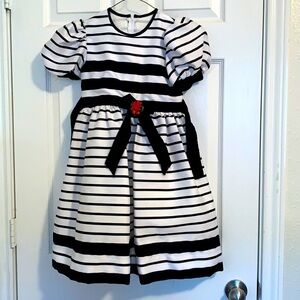 Sylvia whyte vintage suede striped puff sleeve belted girls dress
